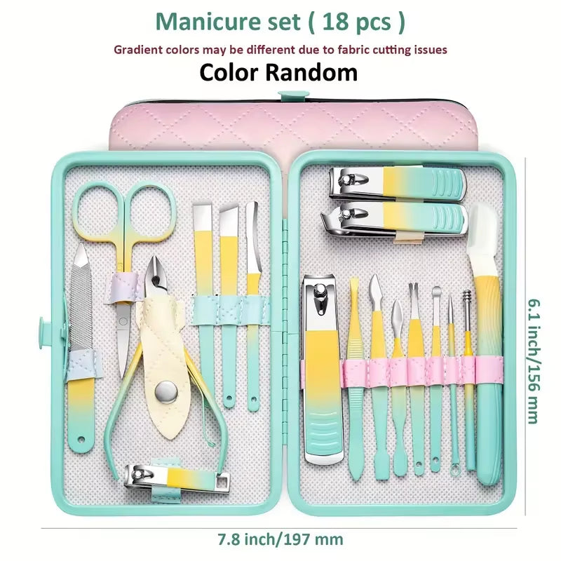 18-Piece Stainless Steel Manicure & Pedicure Kit